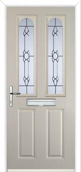 2 Panel 2 Arch Crystal Bohemia Composite Front Door in Cream