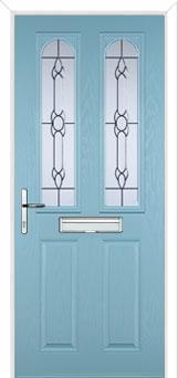 2 Panel 2 Arch Crystal Bohemia Composite Front Door in Duck Egg Blue