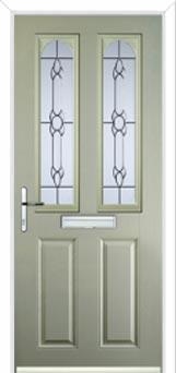 2 Panel 2 Arch Crystal Bohemia Composite Front Door in Pebble Grey