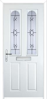 2 Panel 2 Arch Crystal Bohemia Composite Front Door in White