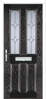 2 Panel 2 Arch Classic Composite Front Door in Black Brown
