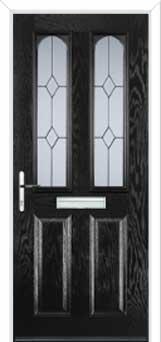 2 Panel 2 Arch Classic Composite Front Door in Black