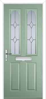 2 Panel 2 Arch Classic Composite Front Door in Chartwell Green