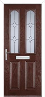 2 Panel 2 Arch Classic Composite Front Door in Darkwood