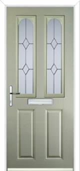 2 Panel 2 Arch Classic Composite Front Door in Pebble Grey