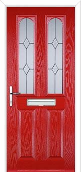 2 Panel 2 Arch Classic Composite Front Door in Poppy Red