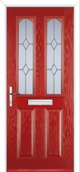 2 Panel 2 Arch Classic Composite Front Door in Red