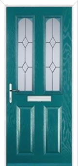 2 Panel 2 Arch Classic Composite Front Door in Turquoise Blue