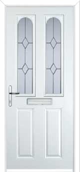 2 Panel 2 Arch Classic Composite Front Door in White