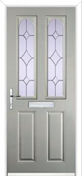 2 Panel 2 Arch Crystal Diamond Composite Front Door in Agate Grey