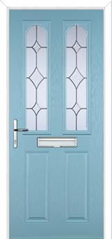 2 Panel 2 Arch Crystal Diamond Composite Front Door in Duck Egg Blue