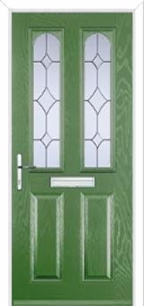 2 Panel 2 Arch Crystal Diamond Composite Front Door in Fern Green