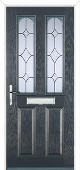 2 Panel 2 Arch Crystal Diamond Composite Front Door in Anthracite Grey