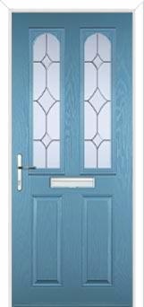 2 Panel 2 Arch Crystal Diamond Composite Front Door in Pastel Blue