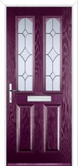 2 Panel 2 Arch Crystal Diamond Composite Front Door in Purple Violet