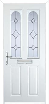 2 Panel 2 Arch Crystal Diamond Composite Front Door in White