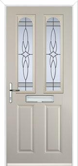 2 Panel 2 Arch Crystal Harmony Composite Front Door in Cream