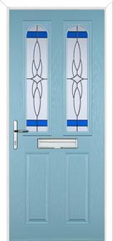 2 Panel 2 Arch Crystal Harmony Composite Front Door in Duck Egg Blue