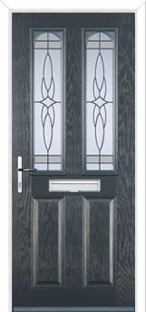 2 Panel 2 Arch Crystal Harmony Composite Front Door in Anthracite Grey