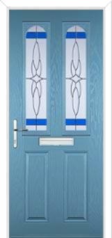 2 Panel 2 Arch Crystal Harmony Composite Front Door in Pastel Blue