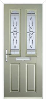 2 Panel 2 Arch Crystal Harmony Composite Front Door in Pebble Grey