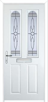 2 Panel 2 Arch Crystal Harmony Composite Front Door in White