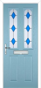 2 Panel 2 Arch Drop Diamond Composite Front Door in Duck Egg Blue