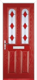 2 Panel 2 Arch Drop Diamond Composite Front Door in Red