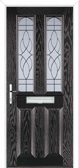 2 Panel 2 Arch Elegance Composite Front Door in Black Brown