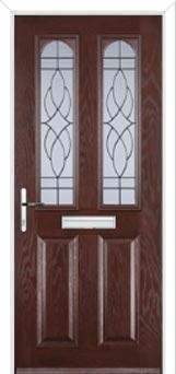 2 Panel 2 Arch Elegance Composite Front Door in Darkwood