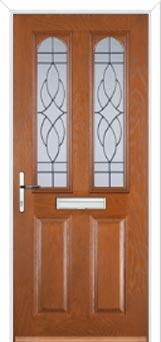 2 Panel 2 Arch Elegance Composite Front Door in Oak