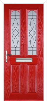 2 Panel 2 Arch Elegance Composite Front Door in Poppy Red