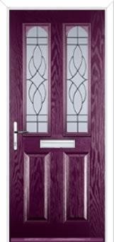 2 Panel 2 Arch Elegance Composite Front Door in Purple Violet