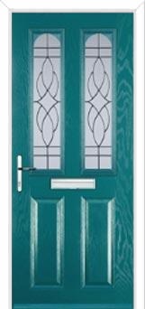 2 Panel 2 Arch Elegance Composite Front Door in Turquoise Blue