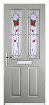 2 Panel 2 Arch English Rose Composite Front Door in Agate Grey