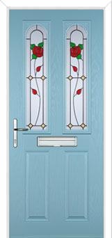 2 Panel 2 Arch English Rose Composite Front Door in Duck Egg Blue