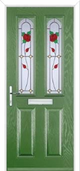 2 Panel 2 Arch English Rose Composite Front Door in Fern Green