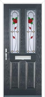 2 Panel 2 Arch English Rose Composite Front Door in Anthracite Grey