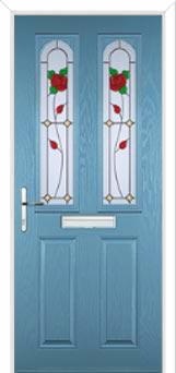2 Panel 2 Arch English Rose Composite Front Door in Pastel Blue