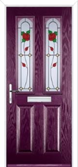 2 Panel 2 Arch English Rose Composite Front Door in Purple Violet