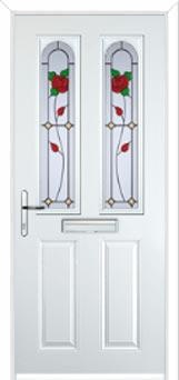 2 Panel 2 Arch English Rose Composite Front Door in White