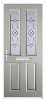 2 Panel 2 Arch Flair Composite Front Door in Agate Grey