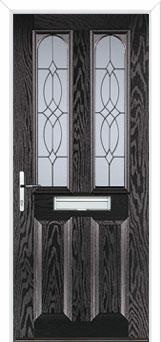 2 Panel 2 Arch Flair Composite Front Door in Black Brown