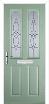 2 Panel 2 Arch Flair Composite Front Door in Chartwell Green