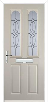2 Panel 2 Arch Flair Composite Front Door in Cream