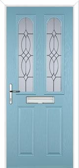 2 Panel 2 Arch Flair Composite Front Door in Duck Egg Blue