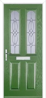 2 Panel 2 Arch Flair Composite Front Door in Fern Green