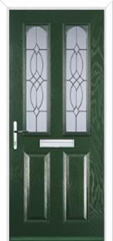 2 Panel 2 Arch Flair Composite Front Door in Green