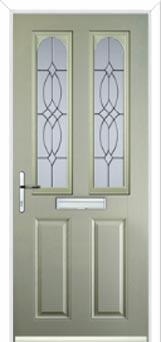 2 Panel 2 Arch Flair Composite Front Door in Pebble Grey
