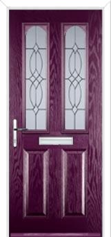 2 Panel 2 Arch Flair Composite Front Door in Purple Violet